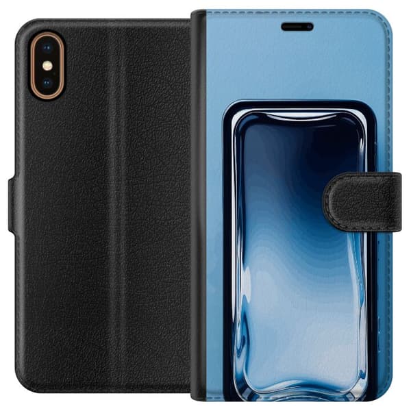 Kompatibel Tegnebogsetui til Apple iPhone XS Blå glaseffekt