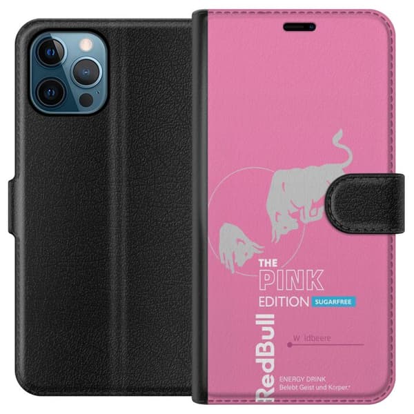 Kompatibel Tegnebogsetui til Apple iPhone 12 Pro Max Moderne lyserød energidrik design