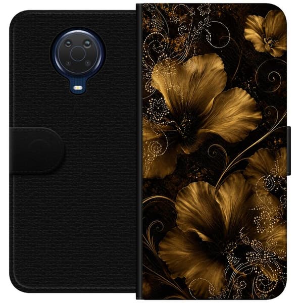 Kompatibelt Lommeboketui til Nokia G20 Gyllen blomstring