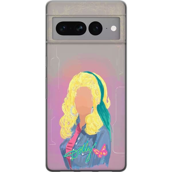Kompatibelt Mobildeksel til Google Pixel 7 Pro Dolly Parton färgstark minimalistisk illustration