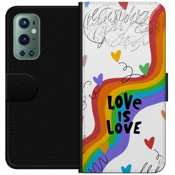 Yhteensopiva Lompakkokotelo OnePlus 9 Pro Regnbåge med kärleksbudskap