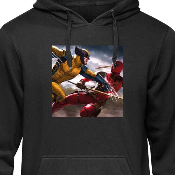 Hættetrøje til Børn Sort 12-13 År Wolverine Deadpool Wolverine Deadpool Sort 12-13 År