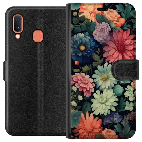 Kompatibelt Plånboksfodral till Samsung Galaxy A20e Blommor