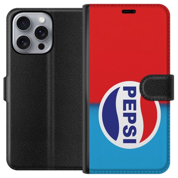 Kompatibel Tegnebogsetui til Apple iPhone 16 Pro Max Ikonisk Pepsi-design