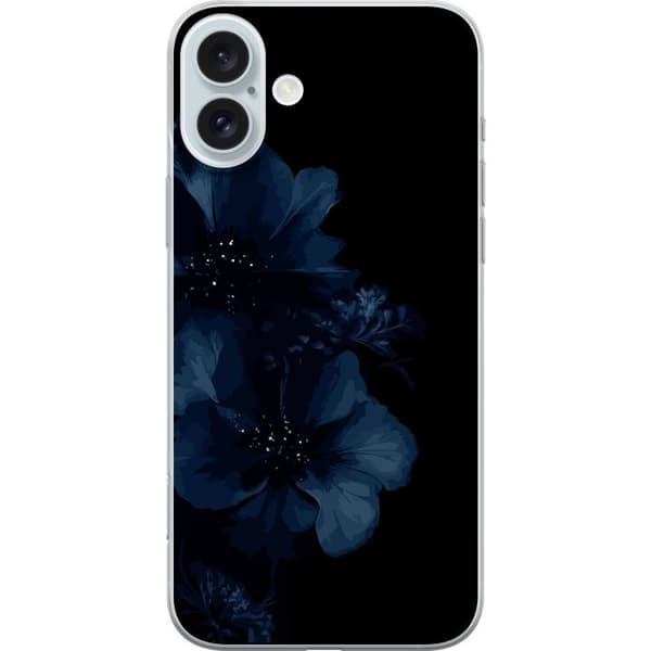 Kompatibelt Mobildeksel til Apple iPhone 16 Plus Mörkblå blommor