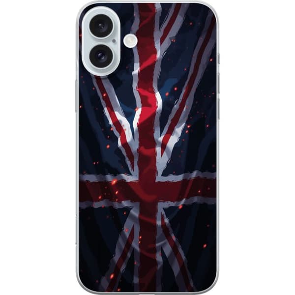 Kompatibelt Mobildeksel til Apple iPhone 16 Plus Union Jack i dramatisk rød, hvit og blå design