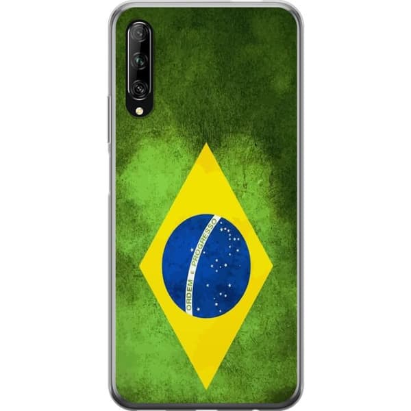 Kompatibelt Mobildeksel til Huawei P smart Pro 2019 Brasiliansk flagg med rustikk tekstur