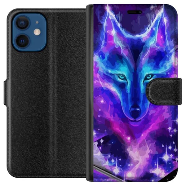 Kompatibel Tegnebogsetui til Apple iPhone 12 Neon Ulv