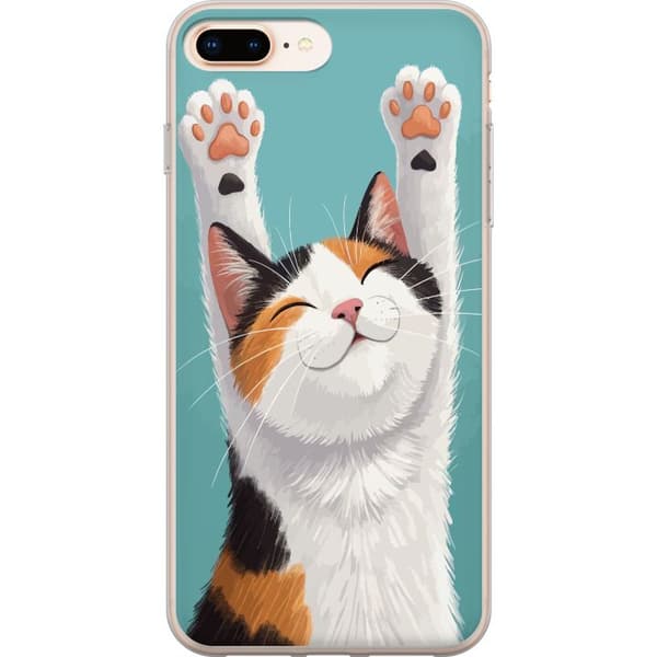 Kompatibel Mobilcover til Apple iPhone 8 Plus Glad trefärgad katt