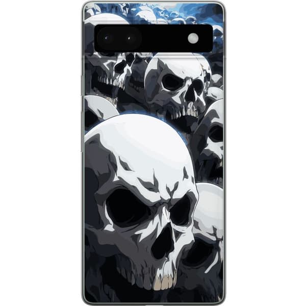 Kompatibel Mobilcover til Google Pixel 6a Dramatisk illustration med tæt samlede kranier i blå, grå og sorte nuancer
