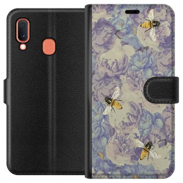 Kompatibelt Plånboksfodral till Samsung Galaxy A20e Bin Blommor