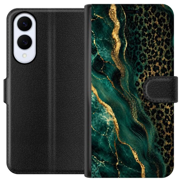 Kompatibelt Lommeboketui til Samsung Galaxy S25 Edge Smaragdleopard
