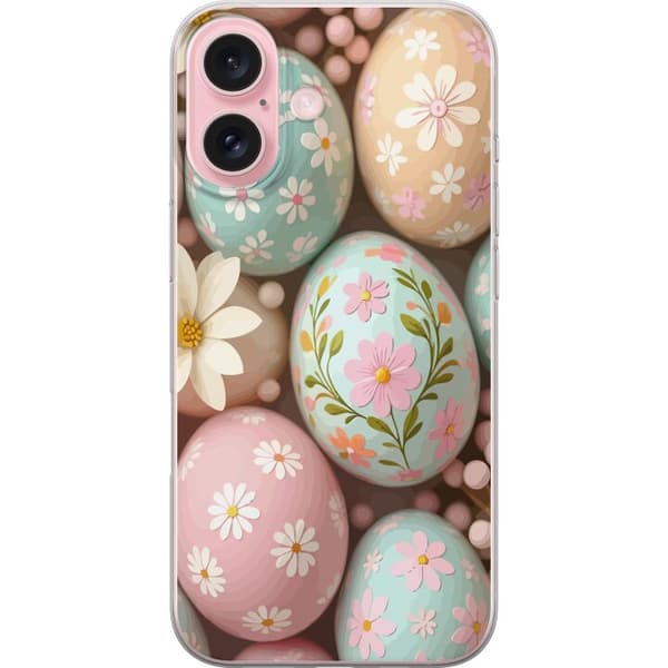 Kompatibelt Mobildeksel til Apple iPhone 16 Dekorative påskeegg med blomstermotiver og harmoniske vårfarger