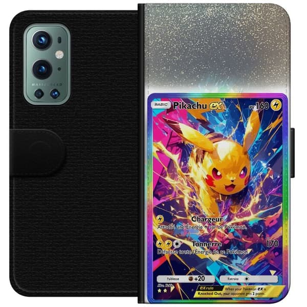 Kompatibel Tegnebogsetui til OnePlus 9 Pro Farverigt Pikachu EX-design