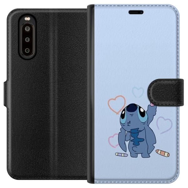 Kompatibel Tegnebogsetui til Sony Xperia 10 II Stitch Hjerter
