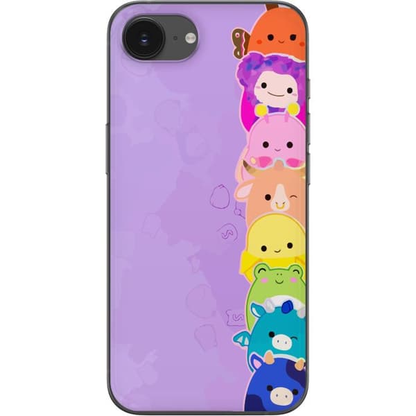 Kompatibelt Mobildeksel til Apple iPhone 16e  Lekende illustrasjon med glade Dumpling Squishy-karakterer i regnbuefarger