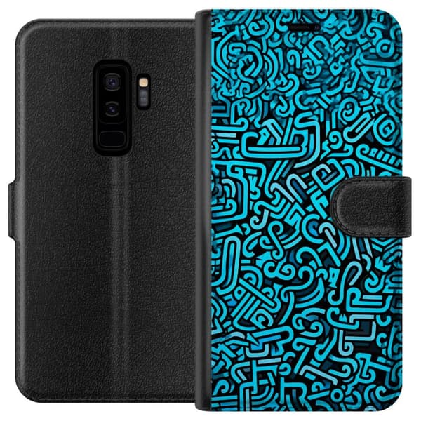 Kompatibelt Plånboksfodral till Samsung Galaxy S9+ Blå abstrakt graffiti