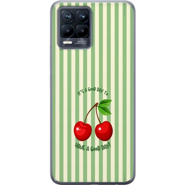 Kompatibelt Mobildeksel til Realme 8 Søtt kirsebærbilde med hjerteformet design