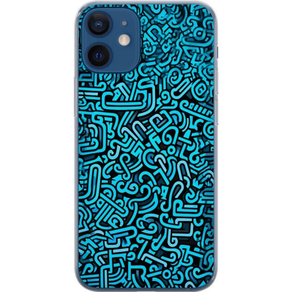 Kompatibelt Mobildeksel til Apple iPhone 12 mini Blå abstrakt graffiti