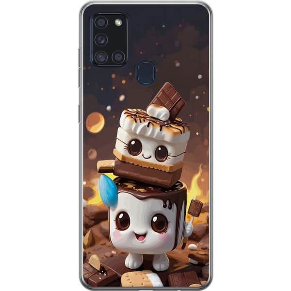 Kompatibelt Mobildeksel til Samsung Galaxy A21s Søt dessertdesign med marshmallow