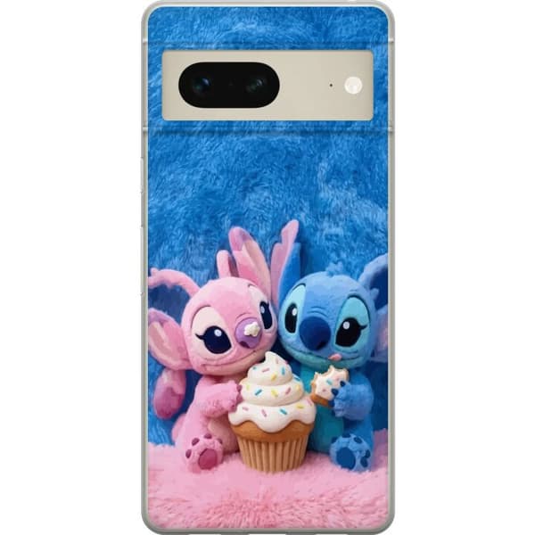 Kompatibel Mobilcover til Google Pixel 7 Søde blå og lyserøde figurer med stor cupcake og krymmel