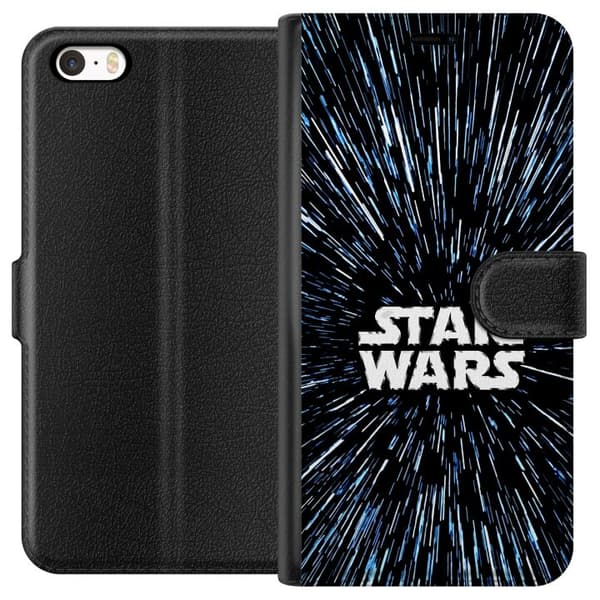 Kompatibel Tegnebogsetui til Apple iPhone 5 Klassisk Star Wars design med rumfølelse