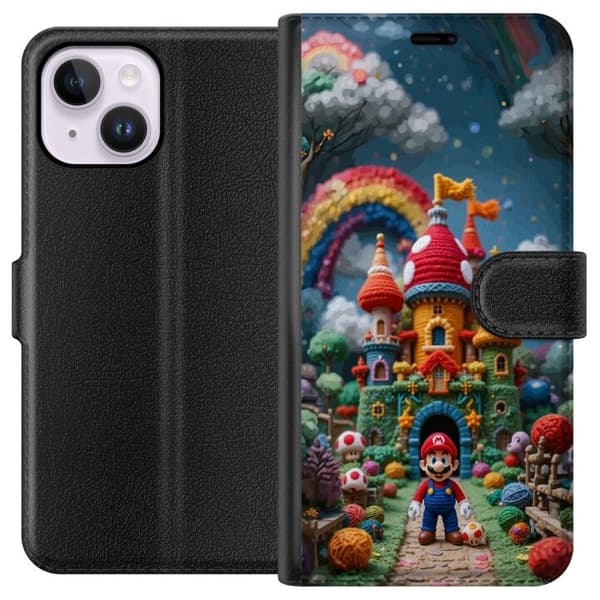 Kompatibelt Lommeboketui til Apple iPhone 15 Plus Super Mario-inspirert eventyrtema