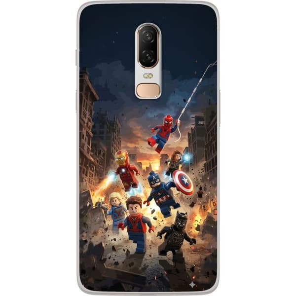 Kompatibelt Mobildeksel til OnePlus 6 Spennende LEGO Marvel motiv for superheltfans