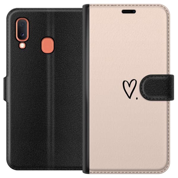 Kompatibelt Lommeboketui til Samsung Galaxy A20e Hjerte