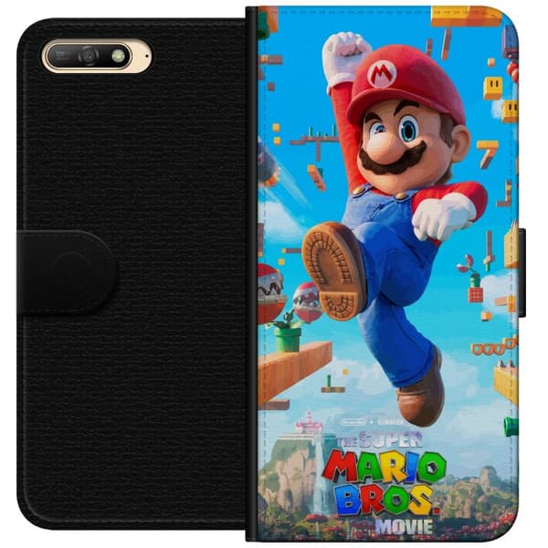 Kompatibel Tegnebogsetui til Huawei Y6 (2018) Dynamisk spilmotiv med Mario og ikoniske platforme
