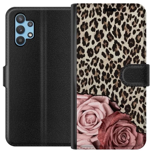 Kompatibelt Plånboksfodral till Samsung Galaxy A32 5G Leopardrosor