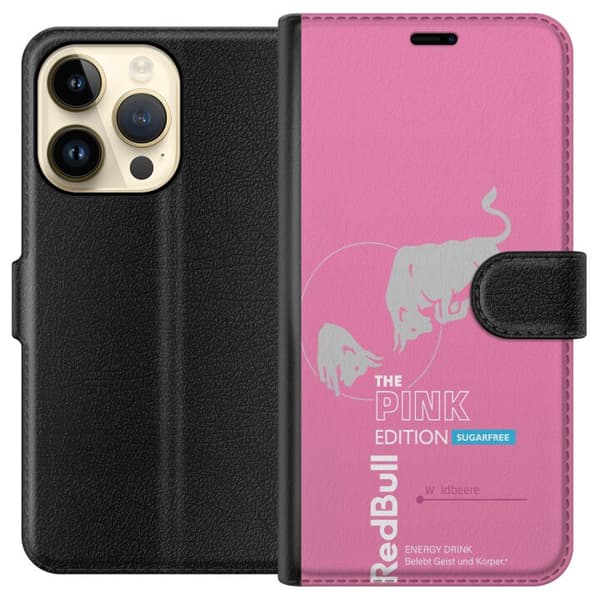 Kompatibelt Plånboksfodral till Apple iPhone 14 Pro Modern rosa energidrycksdesign