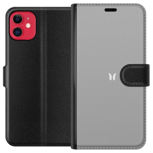 Kompatibel Tegnebogsetui til Apple iPhone 11 Grå Sommerfugl