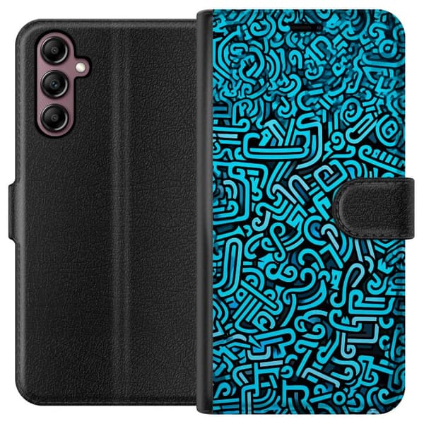 Kompatibelt Lommeboketui til Samsung Galaxy A14 5G Blå abstrakt graffiti
