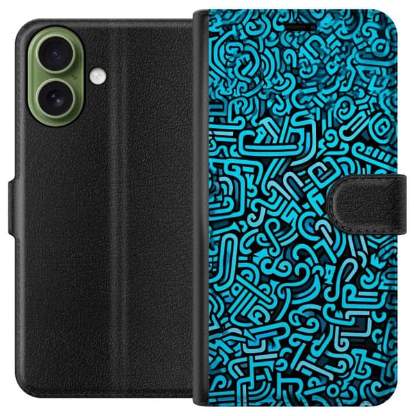 Kompatibelt Lommeboketui til Apple iPhone 17 Blå abstrakt graffiti
