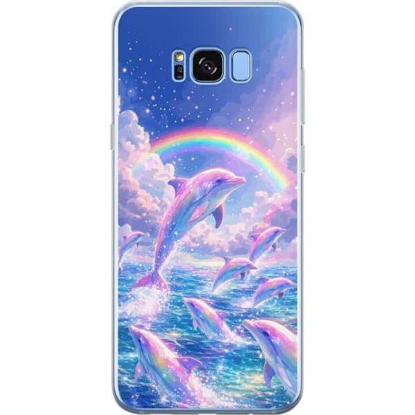 Kompatibelt Mobildeksel til Samsung Galaxy S8+ Glittrande regnbågsdelfiner