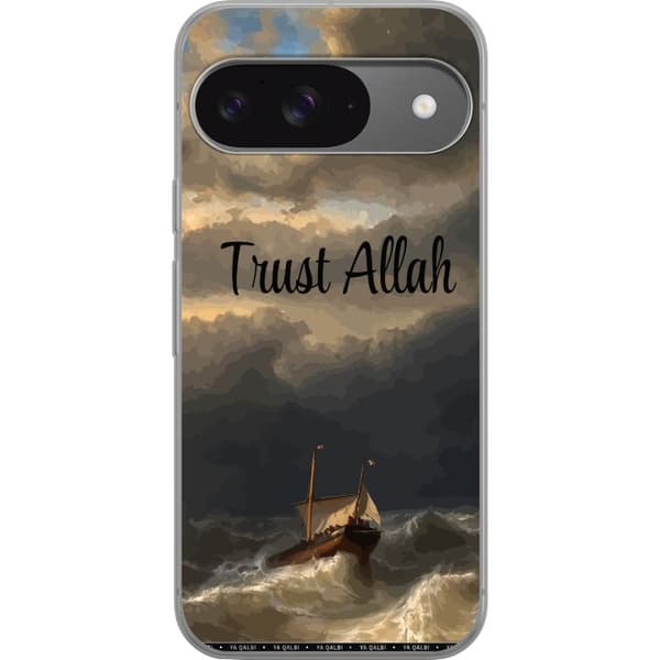 Kompatibelt Mobilskal till Google Pixel 9 Pro Trust Allah över stormigt hav