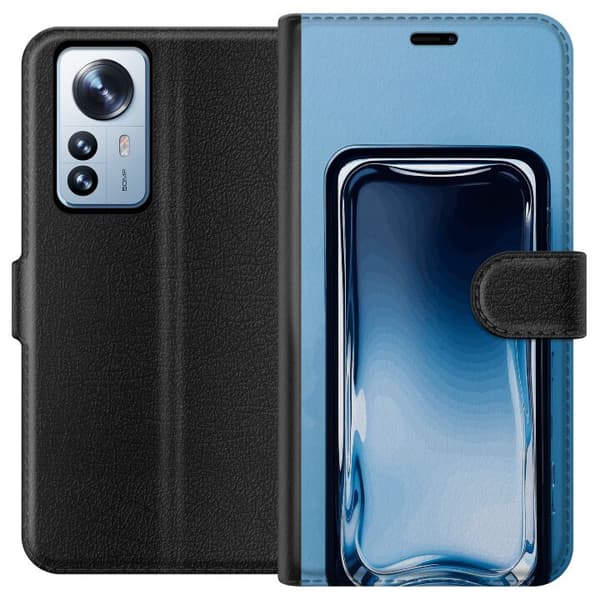 Kompatibel Tegnebogsetui til Xiaomi 12 Pro Blå glaseffekt