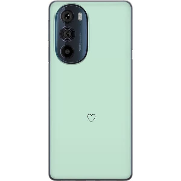 Kompatibel Mobilcover til Motorola Edge 30 Pro Enkel sort hjertekontur centreret mod mintgrøn baggrund