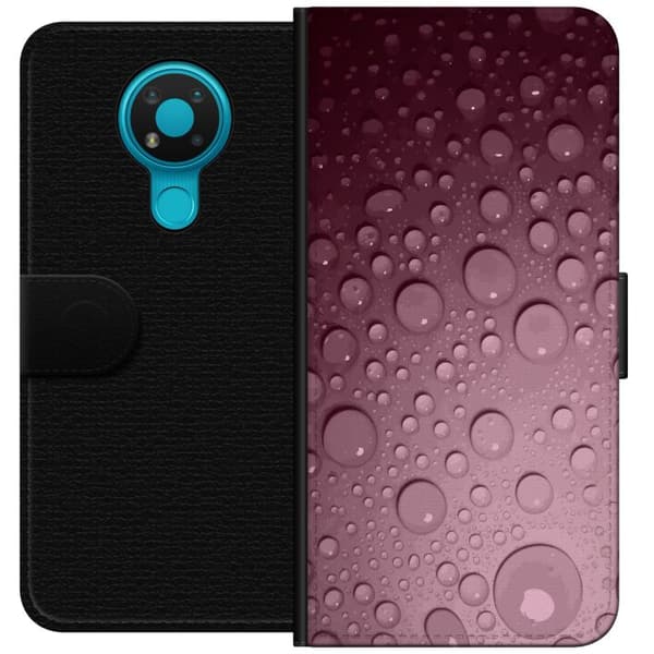 Kompatibelt Lommeboketui til Nokia 3.4 Rosa vattendroppar
