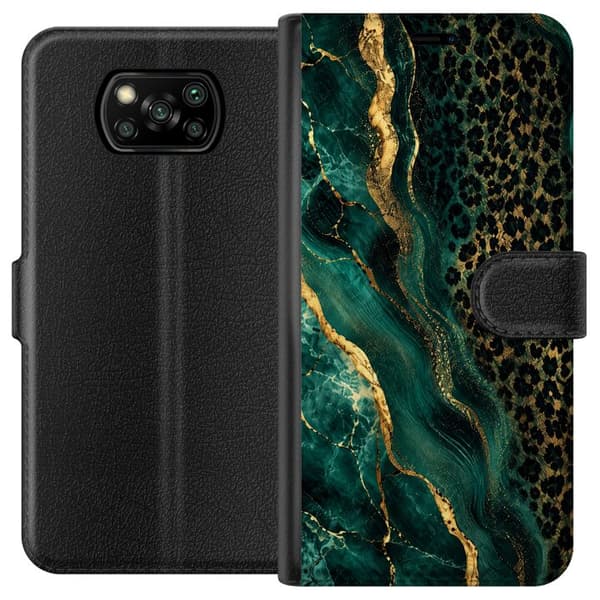 Kompatibelt Lommeboketui til Xiaomi Poco X3 NFC Smaragdleopard