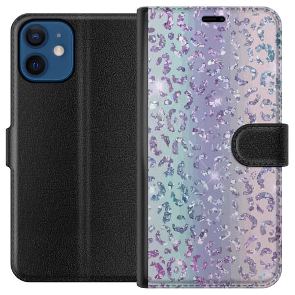 Kompatibel Tegnebogsetui til Apple iPhone 12 Glitter Leopard