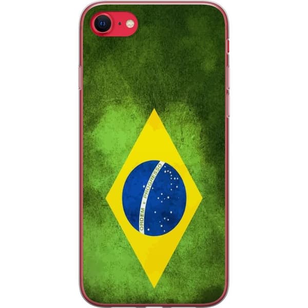 Kompatibelt Mobildeksel til Apple iPhone SE (2022) Brasiliansk flagg med rustikk tekstur