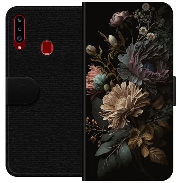 Kompatibelt Plånboksfodral till Samsung Galaxy A20s Blommor