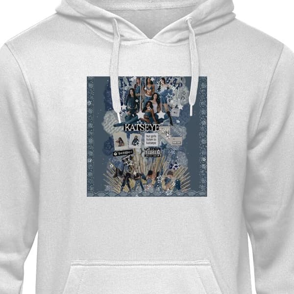 Klassisk Hoodie | Hættetrøje til Voksne Grå Medium KATSEYE blått collage KATSEYE blått collage Grå Medium