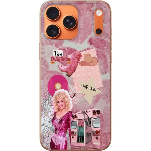 Kompatibelt Mobildeksel til Apple iPhone 18 Pro Max Dolly Parton rosa countrycollage