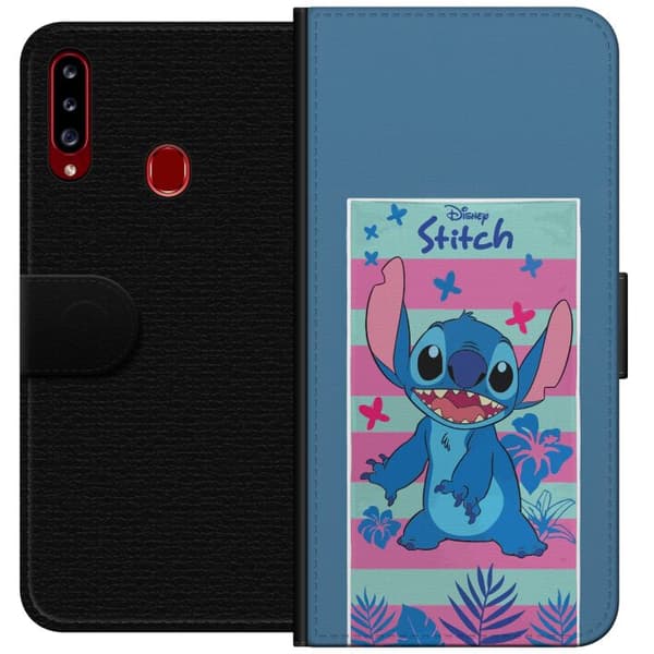 Kompatibel Tegnebogsetui til Samsung Galaxy A20s Disney Stitch