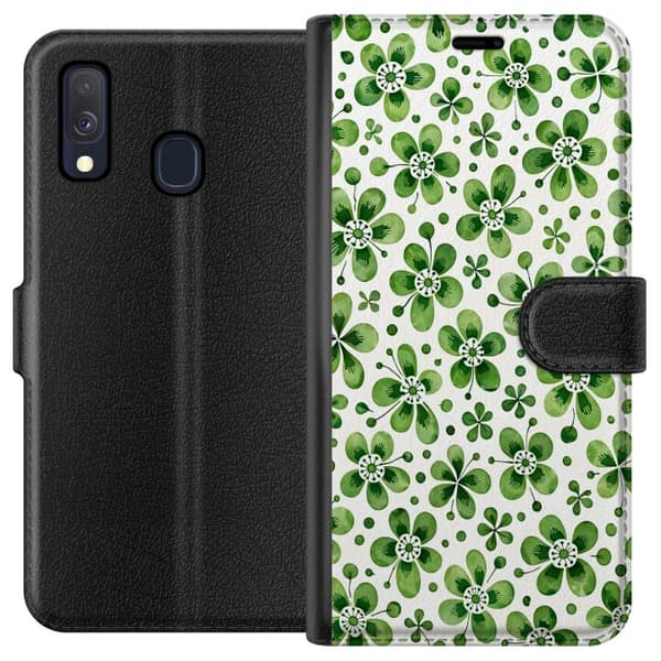 Kompatibelt Lommeboketui til Samsung Galaxy A40 Asurblå flora