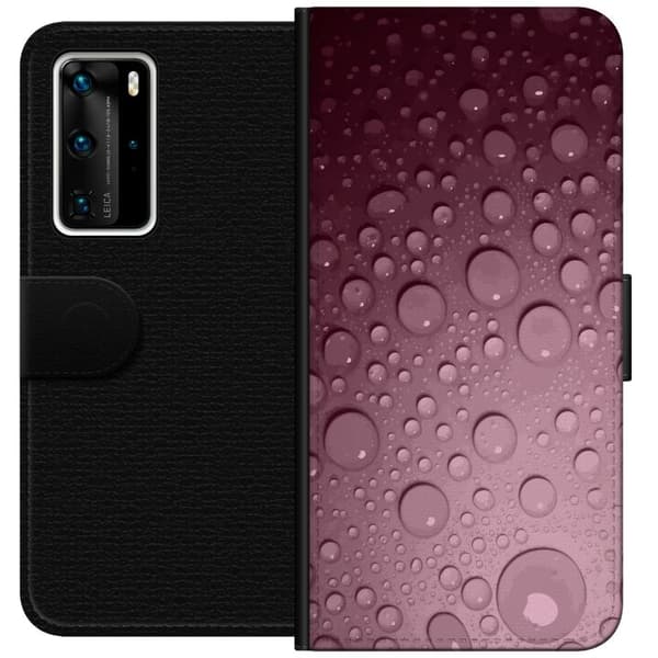Kompatibelt Lommeboketui til Huawei P40 Pro Rosa vattendroppar