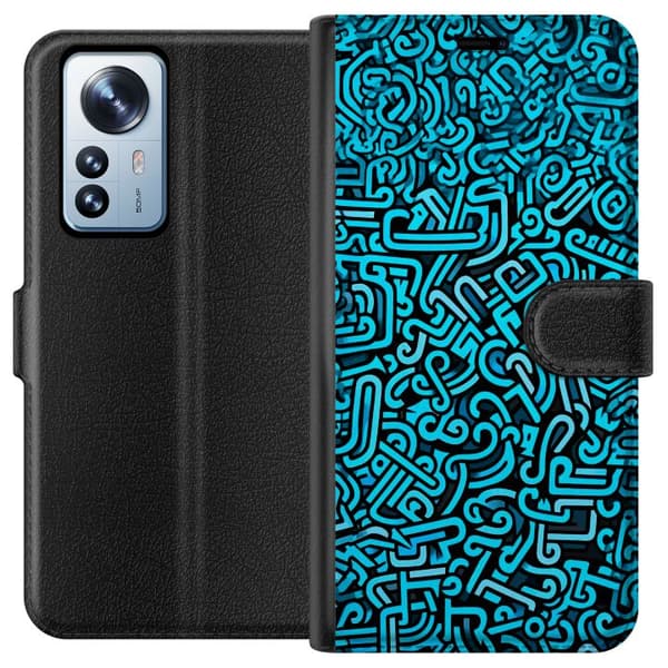 Kompatibelt Plånboksfodral till Xiaomi 12 Pro Blå abstrakt graffiti